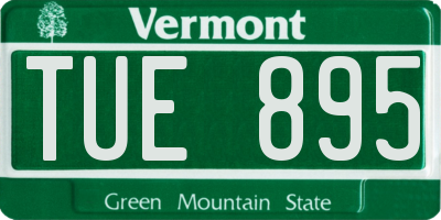VT license plate TUE895