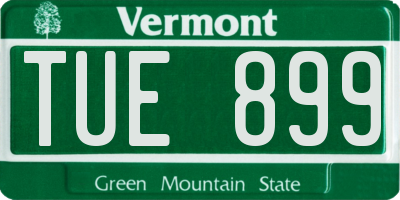VT license plate TUE899