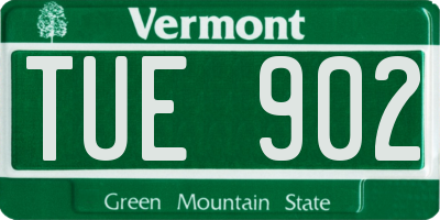 VT license plate TUE902