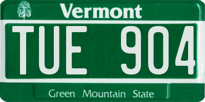 VT license plate TUE904