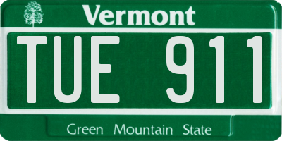 VT license plate TUE911