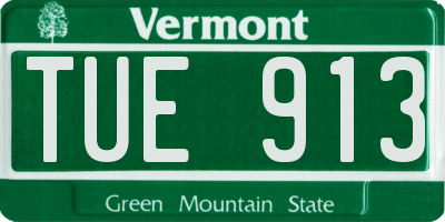 VT license plate TUE913