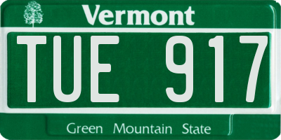 VT license plate TUE917