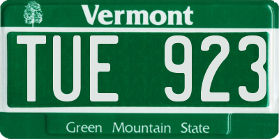 VT license plate TUE923