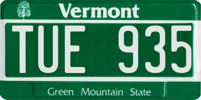VT license plate TUE935