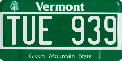 VT license plate TUE939