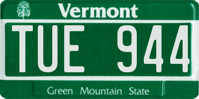 VT license plate TUE944