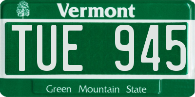 VT license plate TUE945
