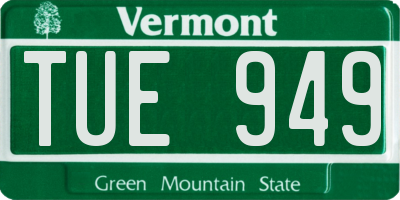 VT license plate TUE949