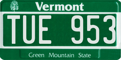 VT license plate TUE953