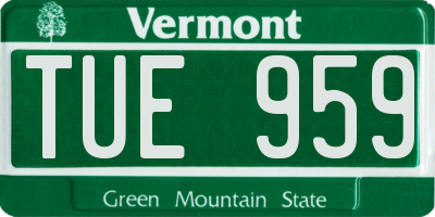 VT license plate TUE959