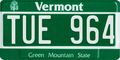 VT license plate TUE964