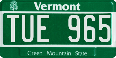 VT license plate TUE965