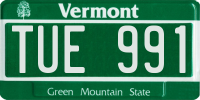 VT license plate TUE991