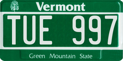 VT license plate TUE997