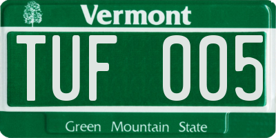 VT license plate TUF005