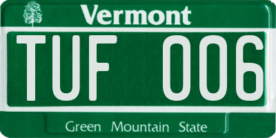 VT license plate TUF006