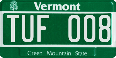 VT license plate TUF008
