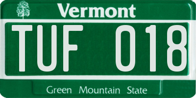 VT license plate TUF018