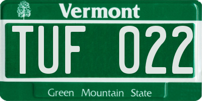 VT license plate TUF022