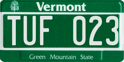 VT license plate TUF023