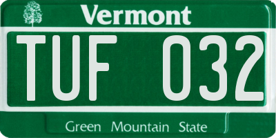 VT license plate TUF032