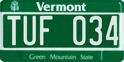 VT license plate TUF034
