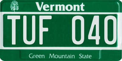 VT license plate TUF040