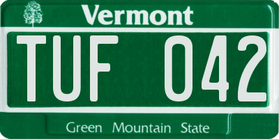 VT license plate TUF042