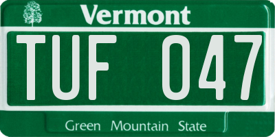 VT license plate TUF047