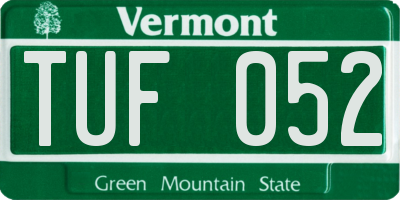 VT license plate TUF052