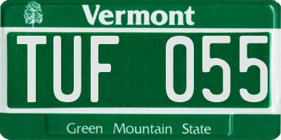 VT license plate TUF055