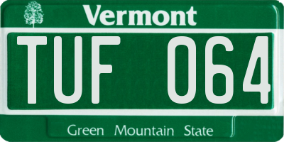 VT license plate TUF064