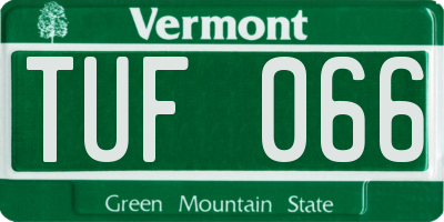 VT license plate TUF066