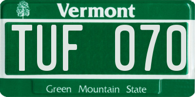 VT license plate TUF070