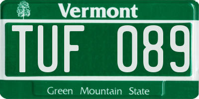 VT license plate TUF089