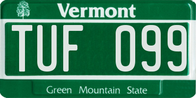 VT license plate TUF099