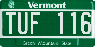 VT license plate TUF116