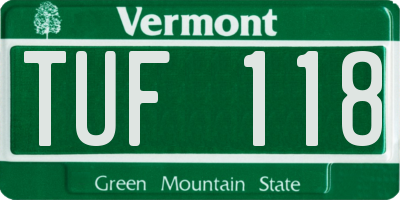 VT license plate TUF118