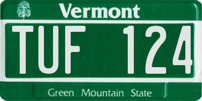 VT license plate TUF124