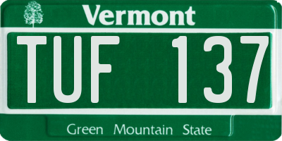 VT license plate TUF137