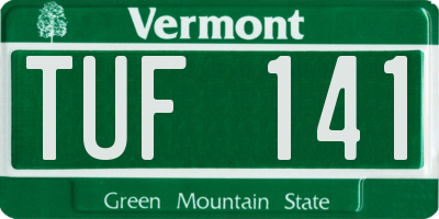 VT license plate TUF141