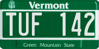 VT license plate TUF142