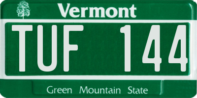VT license plate TUF144
