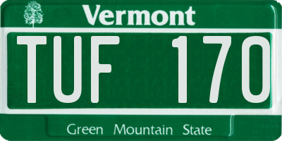 VT license plate TUF170