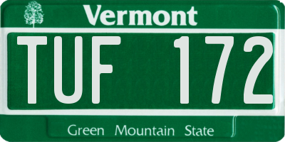 VT license plate TUF172
