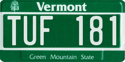 VT license plate TUF181