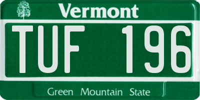 VT license plate TUF196