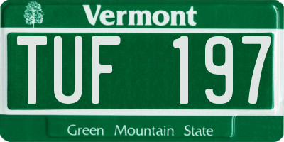 VT license plate TUF197