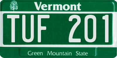 VT license plate TUF201